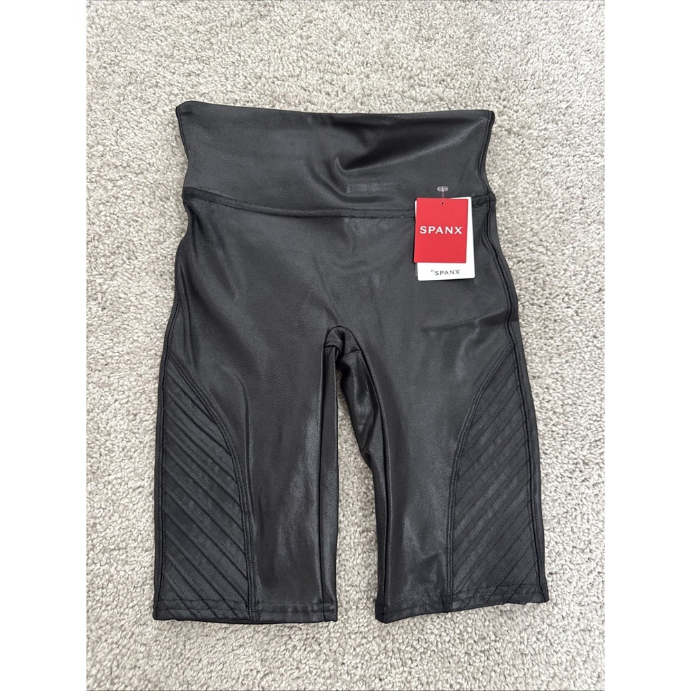 NWT‎ SPANX Moto Bike Shorts in Very Black - Size XS Grunge Cybergoth Festival